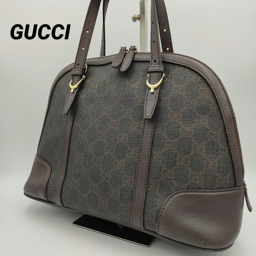 GUCCI GG Supreme PVC Handbag Gold Hardware Used From Japan