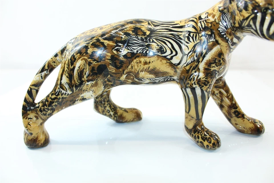 Estatuilla de leopardo guepardo de cerámica de colección varios marrones negros retazos animales Foto 2 de 4