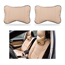 Dxnq 2pcs Car Neck Pillow Soft Leather Headrest Pillow For Support Beige Dxnq 2pcs Car Neck Pillow Soft Leather Headrest Pillow For Support Beige