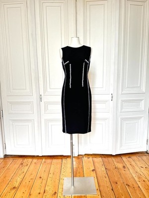 Jil Sander by Raf Simons 2012 Black Silk Embellished Dress Size 38 / M