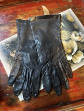 Vintage Aris Black Lambskin Leather Gloves Size 7 100 Antron Lined
