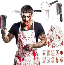 Bloody Butcher Costume Fancy Dress Serial Killer Murderer Horror Mens Men's 
