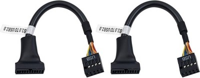 USB 3.0 to USB 2.0 Motherboard Adapter Cable 19-Pin Male to 9-Pin Female, 2-Pack