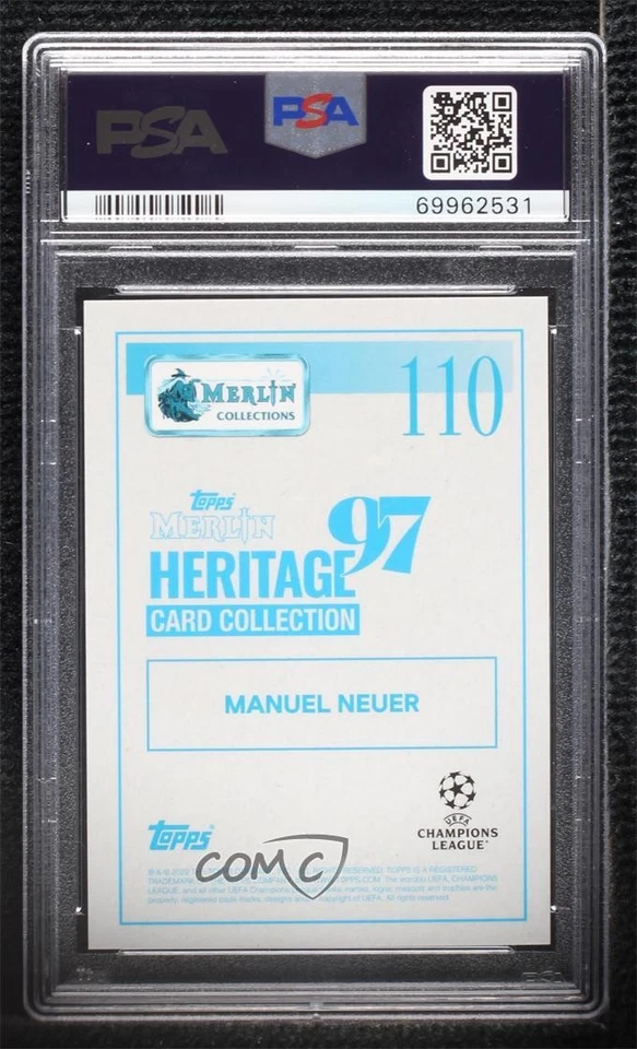 2021 Topps Merlin's Heritage 97 UCL Captain Purple /25 Manuel Neuer PSA 9 MINT - Image 2 of 2