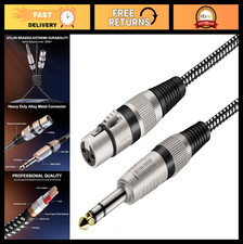 10FT XLR Female to 1/4" TRS Cable, Braided Mic Cord, Balanced Audio Wire, Pure C