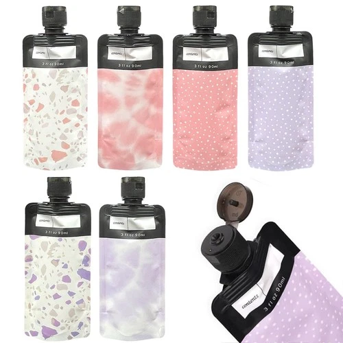 Travel Toiletry Pouches 6-Piece Liquid Containers Set 90ml – Printed