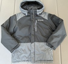 Columbia Puffer Snow Ski Jacket Kids Boys Sz Small 8 Gray Black Insulated Winter