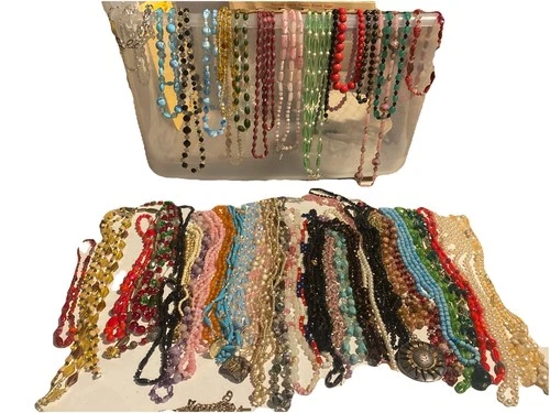 55+ Vintage Necklace Lot Estate Mid Century Lucite Glass Beaded Costume Jewelry