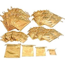 144 Pouches Gold 4 Sizes Jewelry Wedding Favor Gift Bag