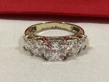 GS 925 China Sterling Silver Gold Vermeil 5 Stone CZ Cocktail Band Ring SIZE 7