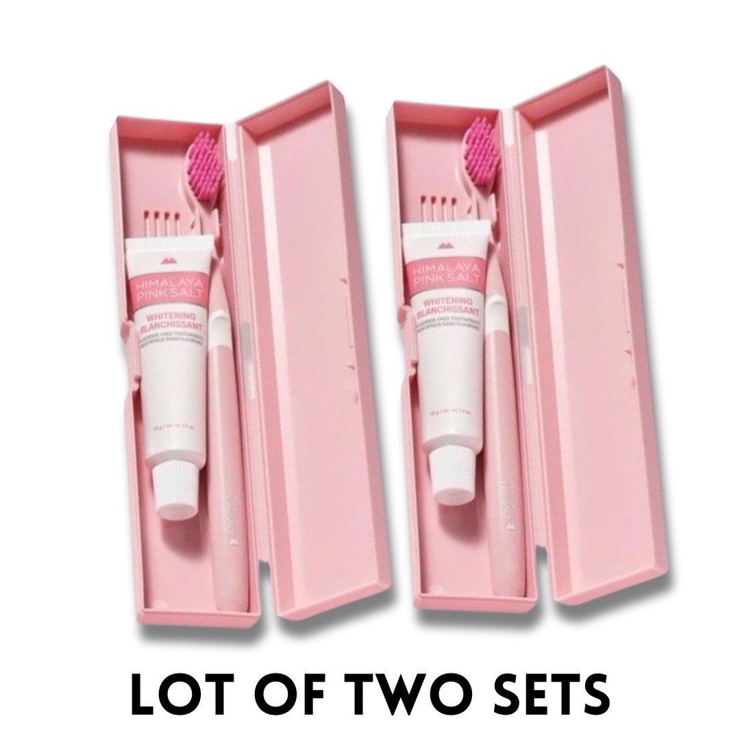 TWO Avon Himalaya Pink Salt Toothpaste Travel Kits w/ Toothb