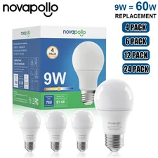 💡4/6/12/24 Pack A19 LED Light Bulbs Daylight 5000K 60W Equivalent 9W 760lm E26