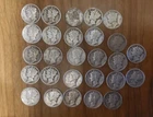 Lot of 27  Mercury Dimes 90% Silver Coins Circulated 1918-1945