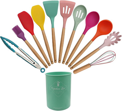 Kitchen Utensil Set, 12 Pieces Silicone Kitchen Utensils Set, Non-Stick Heat Res