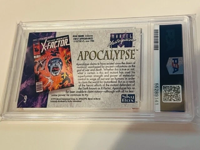 Marvel Masterpieces Comic Card 1992 Sky Box PSA 9 Apocalypse #9 X-Men POP 13 rc - Image 3 of 3