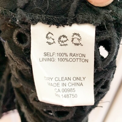 Sea New York Eyelet and Lace Sleeveless Top Black Peplum Style