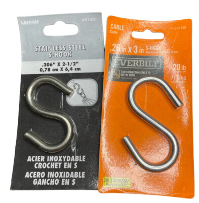 3in stainless steel s hook weight capacity Bathonly 2 Packs Hooks Heavy Duty, 3 Inch Rustproof Large S Hooks for Hanging, Hammock Hooks Hardware, Hanging Kitchenware, Load 550 LBS : Industrial & Scientific duty hook provides robust support GOTOONE Heavy Duty S Hooks