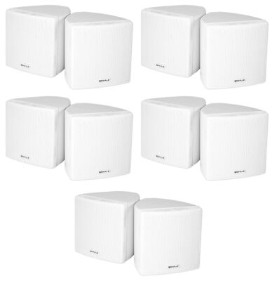 10) Rockville Cube 3.5'' 30w RMS White Home Theater Wall Speakers+Swivel Brackets