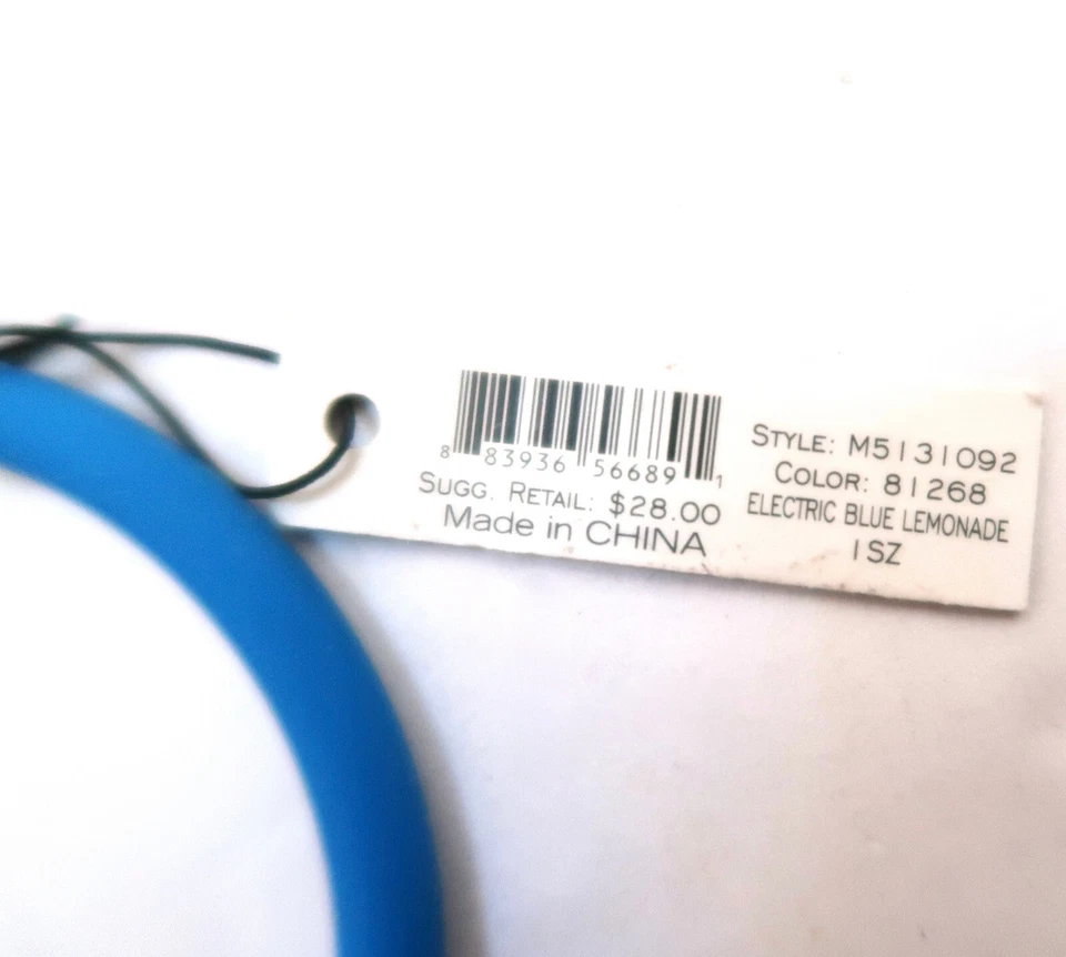 MARC MARC JACOBS tubular rubber bangle bracelet w charm NWT Electric Blue Lemona - Image 3 of 4