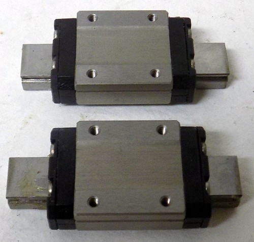 TWO NSK 09-1 LINEAR BEARING SLIDE RAIL STAGE MOUNTING BLOCK ASSEMBLY 1 3/4" LONG