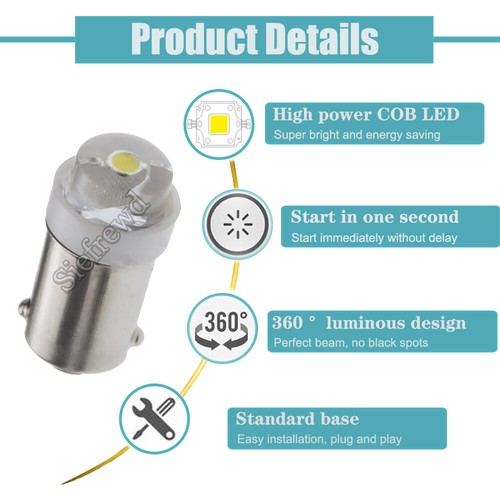 2 x BA9S BAYONET LED LIGHT BULB COB 0.5W WHITE PARKER 6V 12V CAR GLOBE INTERIOR - Picture 5 of 7