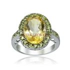 Natural Citrine & Peridot Gemstone with 925 Sterling Silver Ring for Women #3238