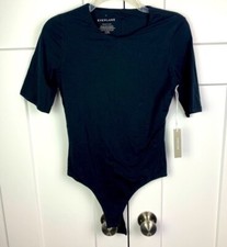NWT Everlane XS The Short-Sleeve Crew Neck Bodysuit Black Thong