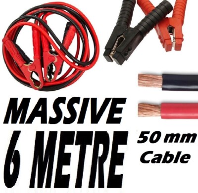 6 Meter 50 mm Schwerlast Auto/Van Jump Leads Booster Starter Recovery Kabel 6M