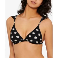 Hula Honey BLACK Juniors' Daisy Dot Ruffled Bikini Swim Top, Junior Size M,  NWT
