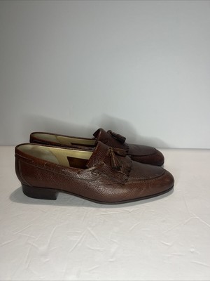 Tanino Crisci hand made brown leather tasseled loafers size 9 Tanino Crisci Brown Leather Slip-On Kiltie Tassel Loafers  main image 3