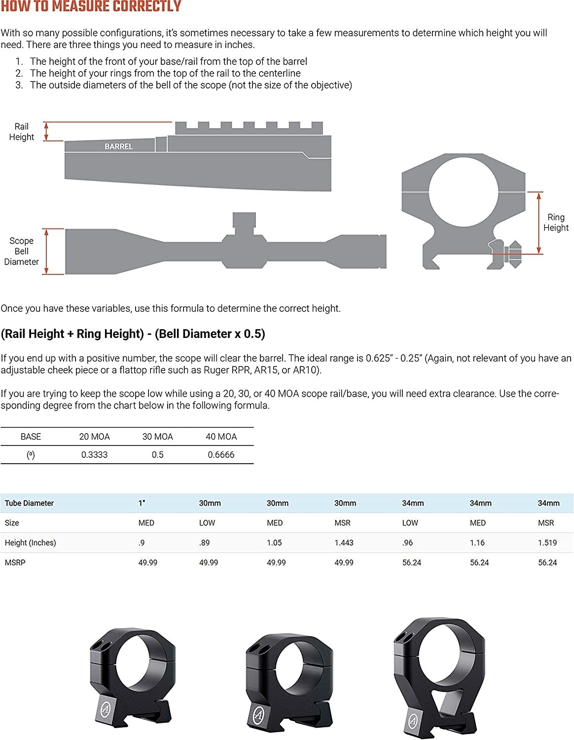 Athlon Armor 34 mm Medium Height 1.16 Scope Rings Set 2 Pack 702006 eBay