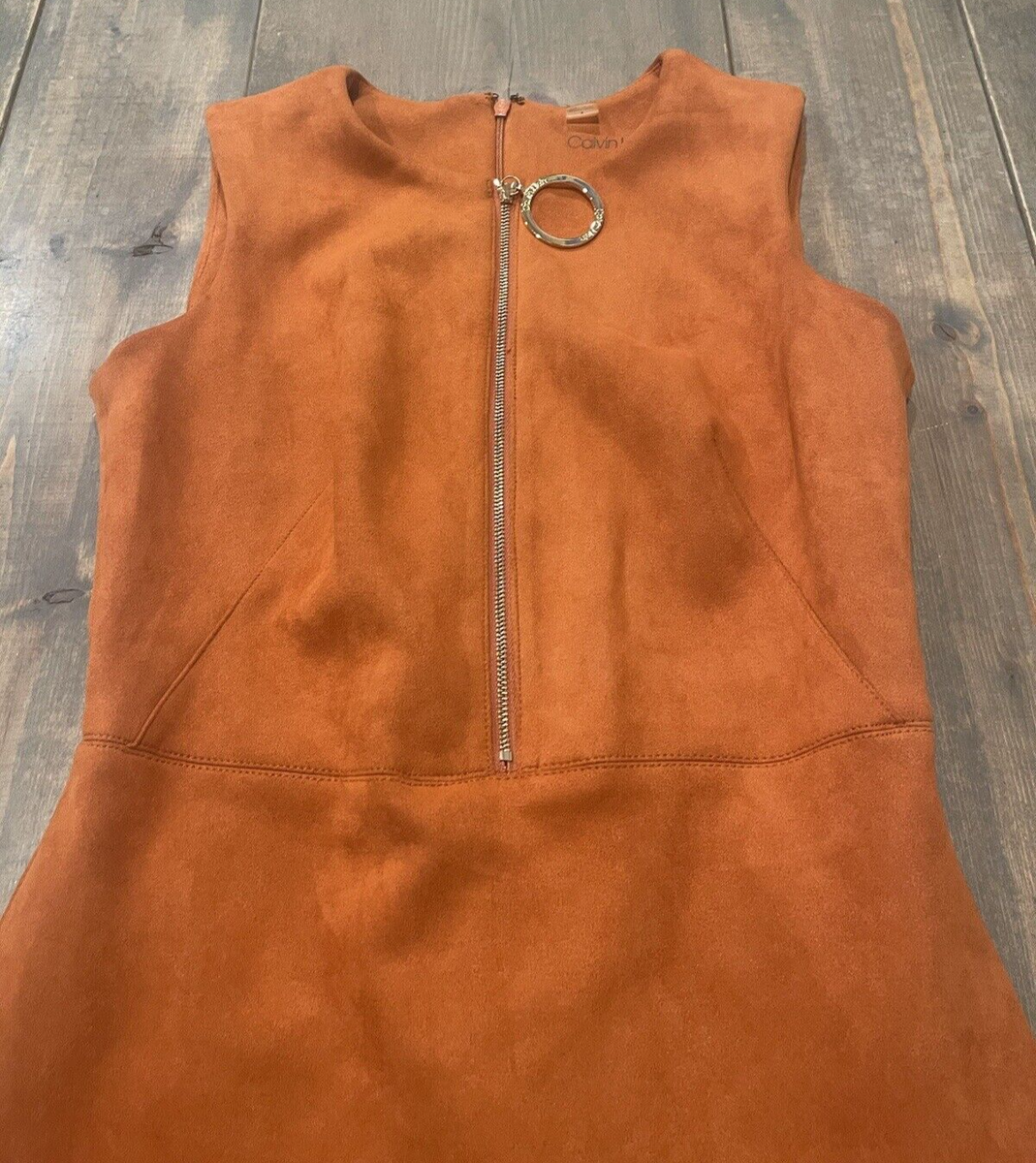 calvin klein orange suede dress Calvin Klein Women's Faux-Suede Short-Sleeve