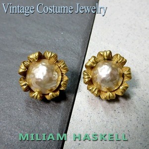 Miriam Haskell Pearl Bud Flower Earrings In Gold Tone Vintage Costume Jewelry Ebay