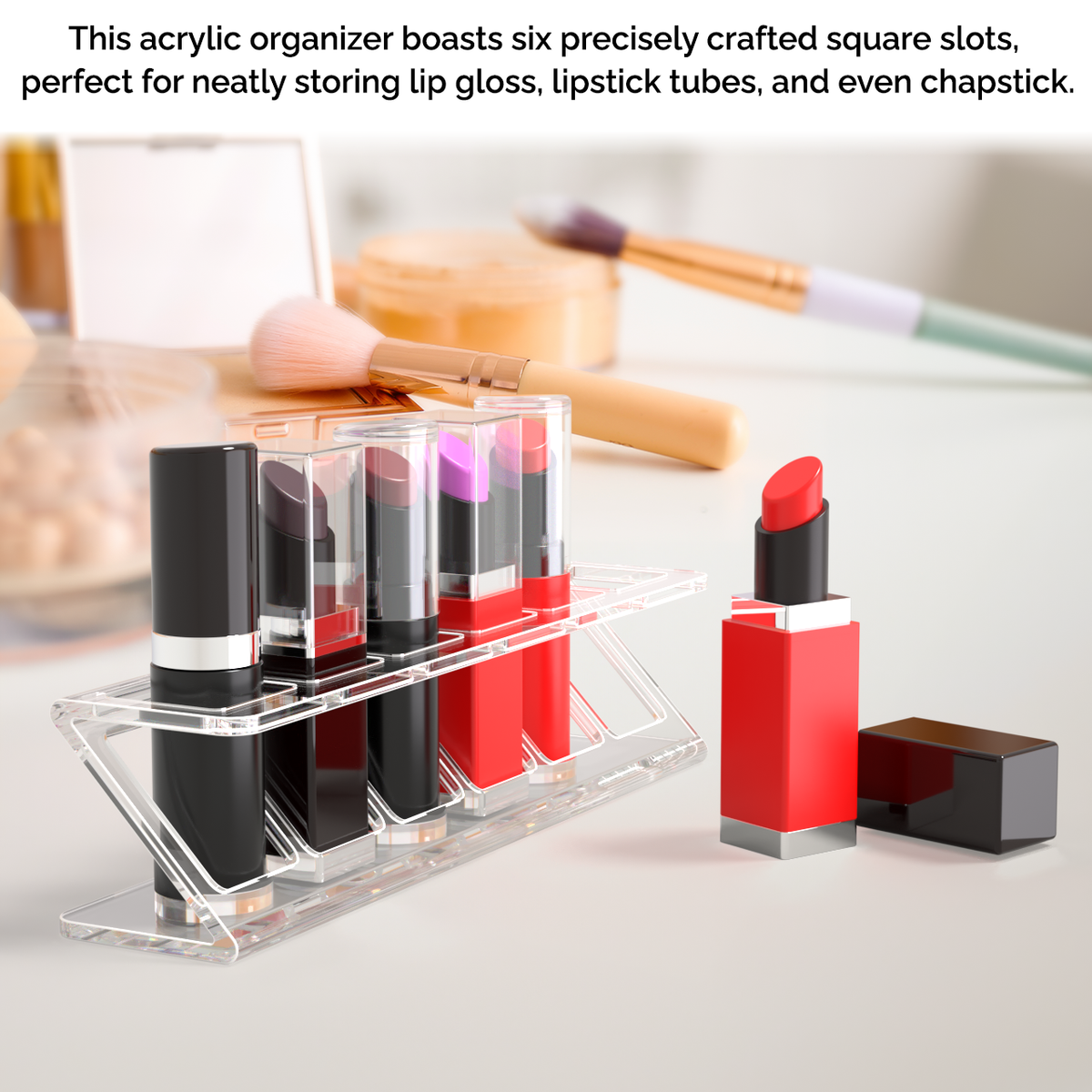 Acrylic Lipstick and Lip Balm Holder Slot Clear Acrylic Display
