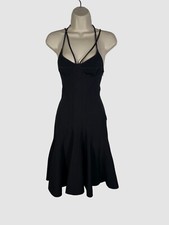 $1990 Alexander McQueen Women's Black Crossover-Strap Knit Mini Dress Size XS