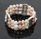 Natural 3 Strand 8-9mm Freshwater Women Baroque Pearl Beads Bracelet Xmas Gift