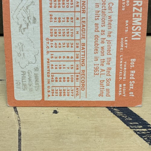 1964 topps carl yastrzemski 210 Baseballkarte Vintage Red Sox Boston - Bild 3 von 6