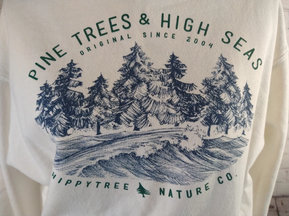 EUC women's HIPPIE TREE / SURF & STONE CO white pullover hoodie - size MED - Image 2 of 4