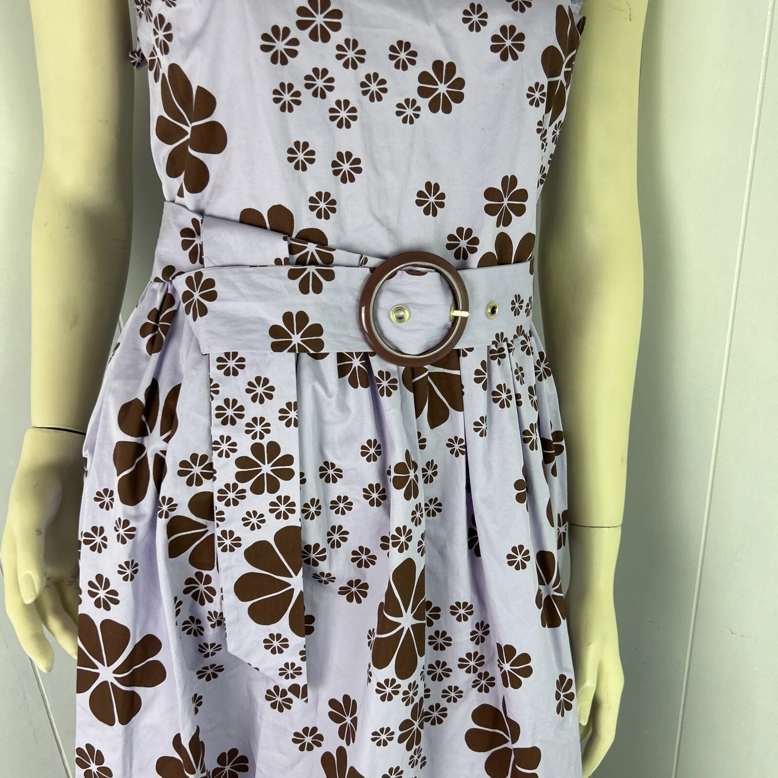 Abito Kate Spade Floreale Spade Senza Maniche Cintura Midi Racerback 4 Lilla Congelata