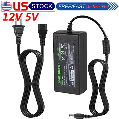 12V 5A 5 AMP 60W DC Power Supply Adapter Transformer LED Strip CCTV PC 5050 USA