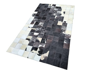 COWHIDE PATCHWORK Area Rug Black & White 5 ft x 8 ft Salt & Pepper