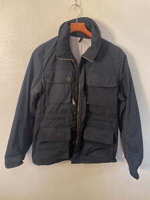J. LINDEBERG Size Medium Utility Parka Military Jacket Full Zip Charcoal Black