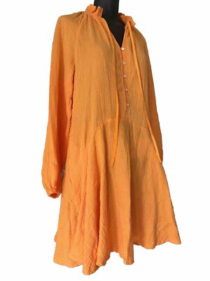 magaschoni orange dress Magaschoni | Dresses | Magaschoni Organic Cotton Gauze Midi Dress In Orange Womens Size Medium New
