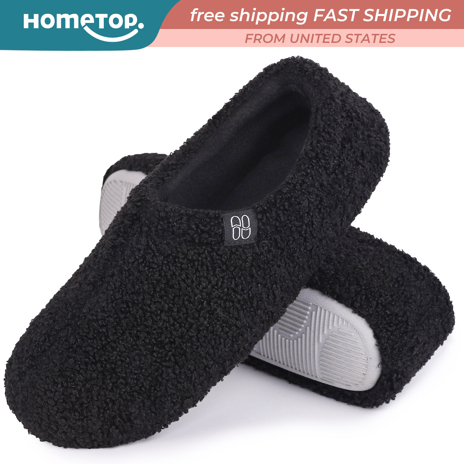 HomeTop Womens House Slippers Curly Fur 