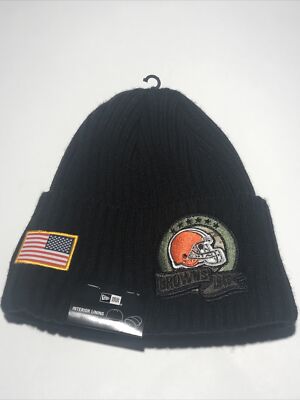 New Era Cleveland Browns Beanie Hat Black 1946 USA Salute To Service Embroidered