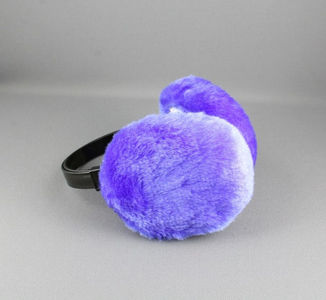 Purple faux fur furry ear muffs warmers fold up classic old school