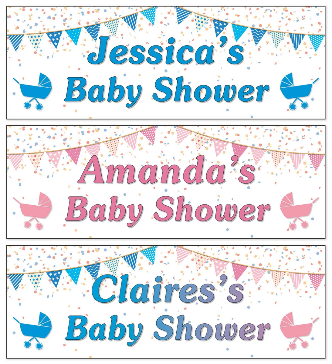 Baby Shower Banners 2 Pack Personalised Boy Girl Unisex Pink