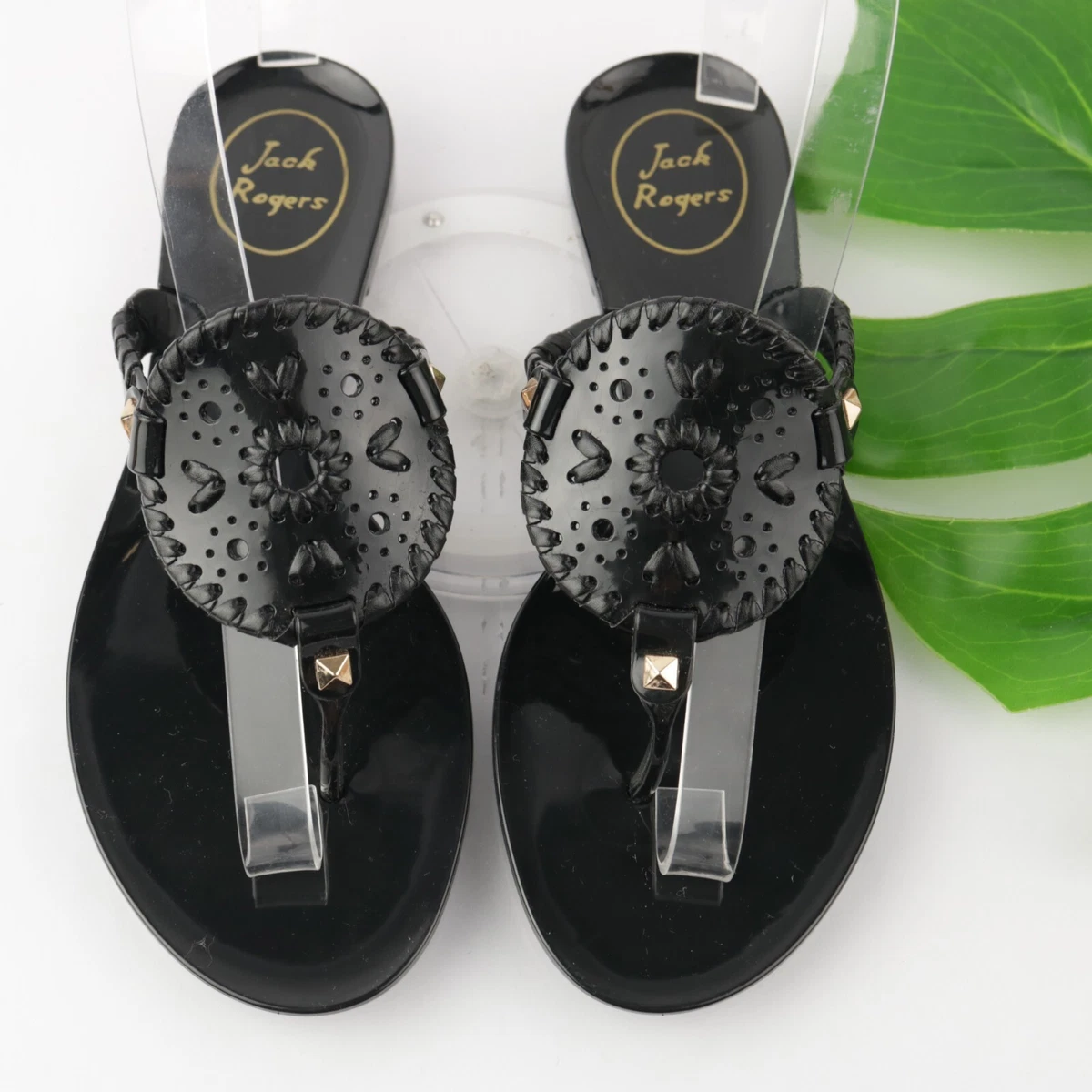 Jack Rogers Women s Georgica Jelly Sandal Size 6 Black Jelly PVC