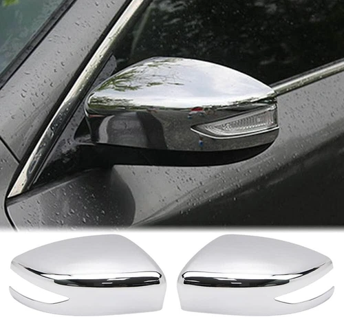 2PCS Chrome Side Mirror Cap Overlay Cover ABS Self-Adhesive Fits 13-19 Sentra