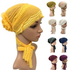 New Women Lace Flower Hat Cancer Chemo Hijab Turban Cap Hair Loss Cap Head Wrap